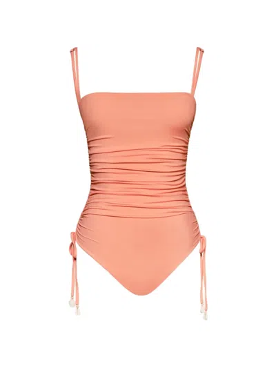 Johanna Ortiz Tarangire Drawstring Ruched Swimsuit In Pink