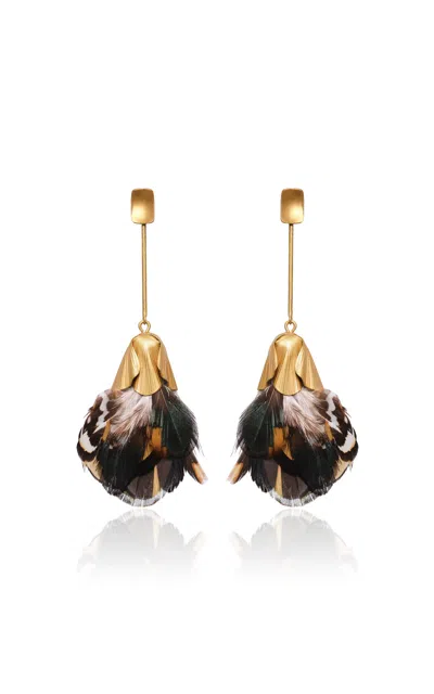 Johanna Ortiz Tarot Blooms Feather Earrings In Multi