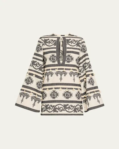 Johanna Ortiz Temple Embroidered Mini Dress