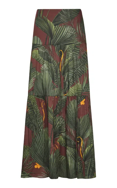 Johanna Ortiz Territorio Atemporal Cotton Maxi Skirt In Green