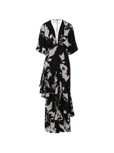Johanna Ortiz Tesoro Escondido Floral-print Silk Maxi Dress In Black