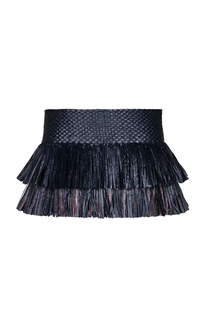 Johanna Ortiz The Last One Fringed Silk Mini Skirt In Black