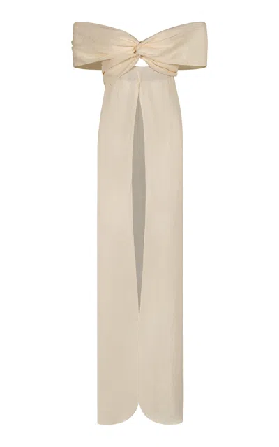 Johanna Ortiz The Naturalist's Life Off-the-shoulder Linen Top In Neutral