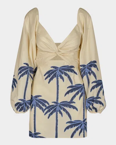 Johanna Ortiz The Power Of The Sea Dress In Ecru Blue In Ecru/blue