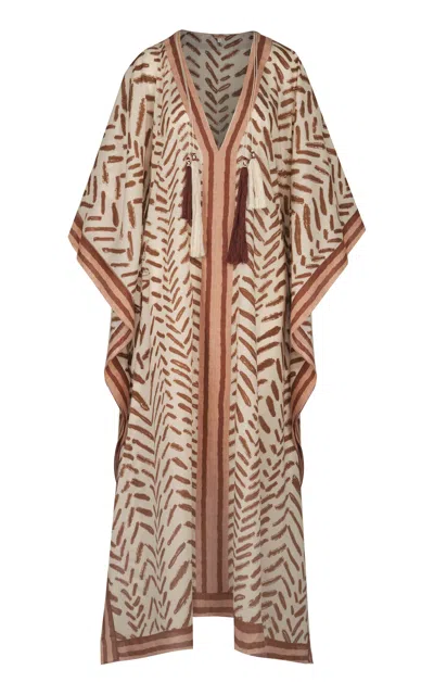 Johanna Ortiz The Secret Of The Sun Printed Cotton Tunic In Brown