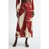 Johanna Ortiz Thoughtful Tecniques Midi Skirt In Palm Shadows/ecru/red