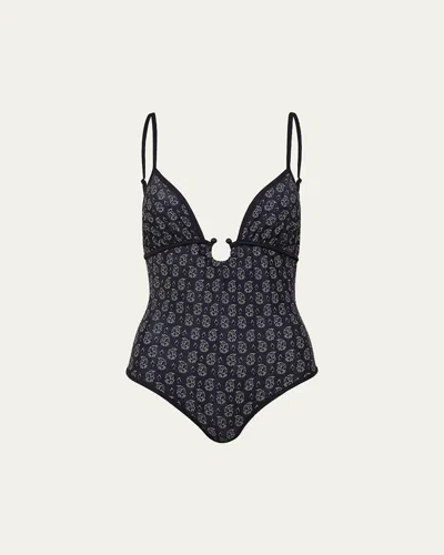 Johanna Ortiz Tide Mirage One-piece Swimsuit In Black/ecru