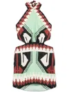 Johanna Ortiz Printed Halterneck Linen Minidress In Green