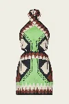 Johanna Ortiz Printed Halterneck Linen Minidress