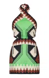 Johanna Ortiz Printed Halterneck Linen Minidress In Print