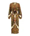 Johanna Ortiz Across Paradise Printed Linen Midi Dress In Brown