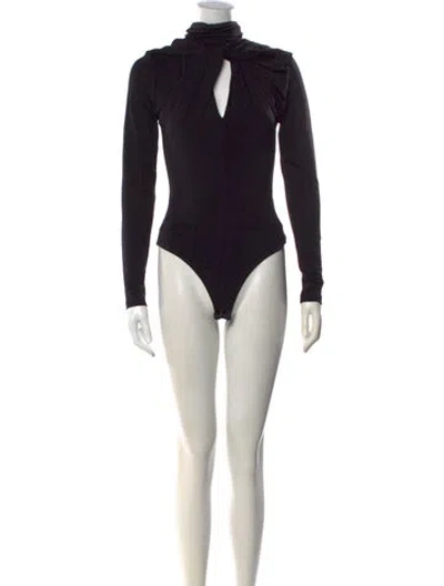 Pre-owned Johanna Ortiz Tie Neck Long Sleeve Bodysuit In Black