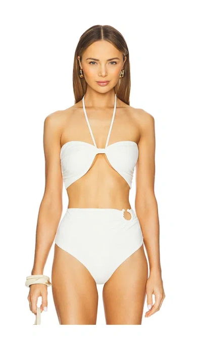 Johanna Ortiz Tiller Bikini Top In Ecru