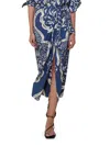 Johanna Ortiz Traveller Wrap Skirt In Navy/ecru In Blue