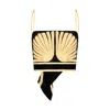 Johanna Ortiz Tree Soul Cropped Tank Top In Mother Boa Pareo Ecru - Black