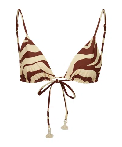 Johanna Ortiz Triangle Bikini Top In Multi