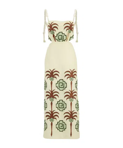 JOHANNA ORTIZ TRIBUTARIES PALM-TREE EMBROIDERED CUT-OUT MAXI DRESS