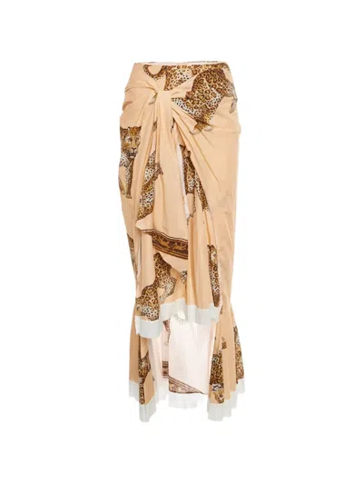 Pre-owned Johanna Ortiz Tropical Agitations Wrap-effect Maxi Skirt In Orange