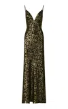 Johanna Ortiz Tropical Echos Sequined Silk Maxi Dress In Black