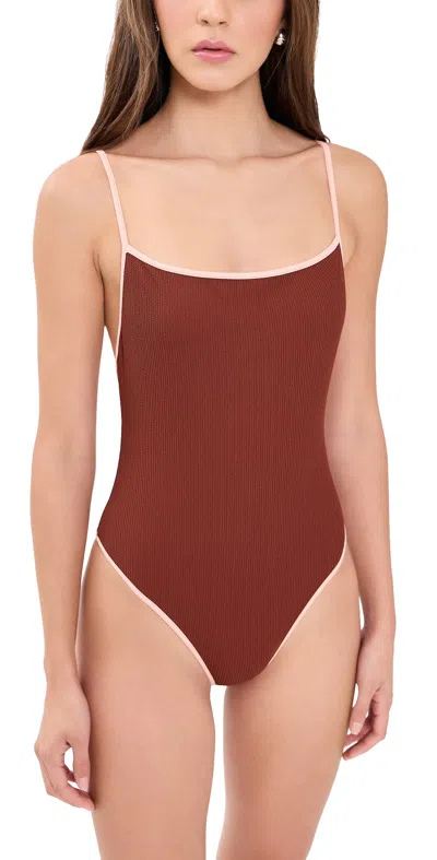 Johanna Ortiz Tropical Gaucha One Piece Pinot Wine In Brown