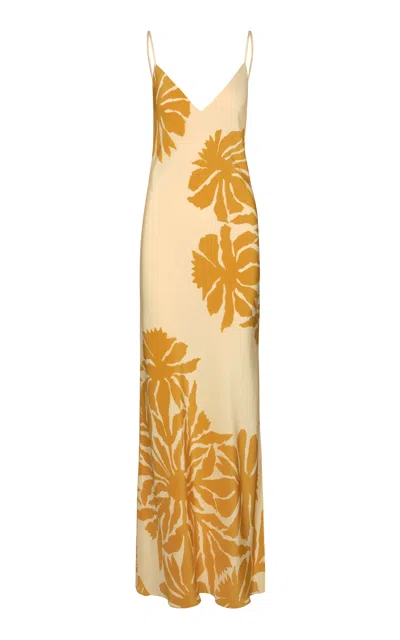 Johanna Ortiz Tropical Harmony Silk Maxi Dress In Yellow