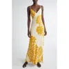 Johanna Ortiz Tropical Harmony Silk Maxi Dress In Clavel Ecru/yellow