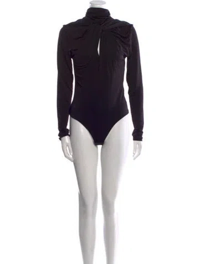 Pre-owned Johanna Ortiz Turtleneck Long Sleeve Bodysuit In Black