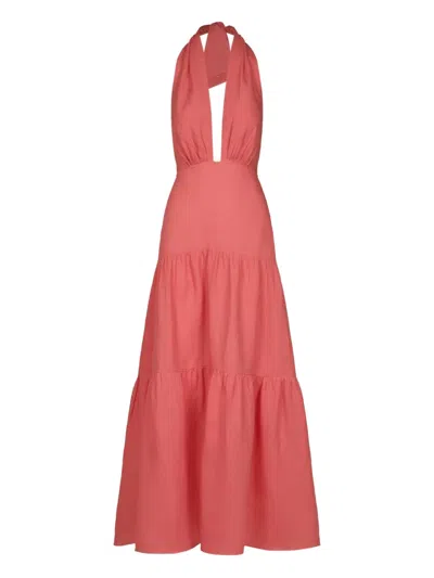 Johanna Ortiz Twilight Tiered Maxi Dress In Pink