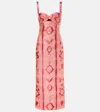 Johanna Ortiz Powerful Stitches Embroidered Strapless Dress In Pink