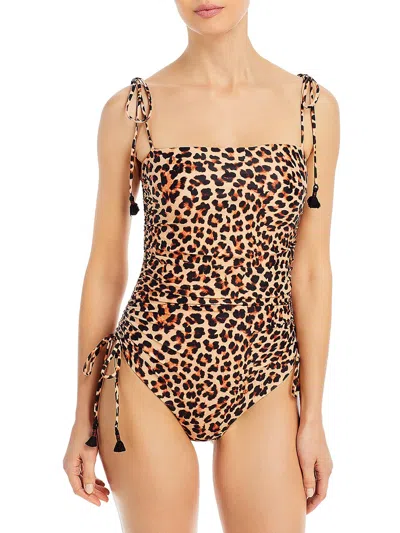 Johanna Ortiz Ubuntu Womens Animal Print Tie Shoulder One-piece Swimsuit In Beige