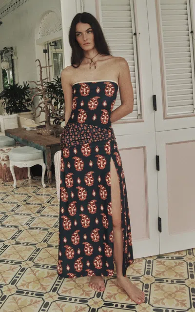 Johanna Ortiz Under The Sun Printed Maxi Skirt In Blue