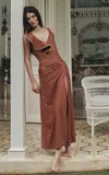 Johanna Ortiz Under The Sun Side-slit Maxi Skirt In Brown