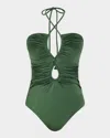 Johanna Ortiz Vela Aurica Cutout One-piece Bathing Suit In Forest Green