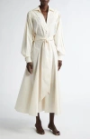 Johanna Ortiz Vela De Cruz Lantern Sleeve Stretch Cotton Shirtdress In White