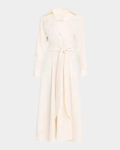Johanna Ortiz Vela De Cruz Western Midi Shirtdress In Ecru