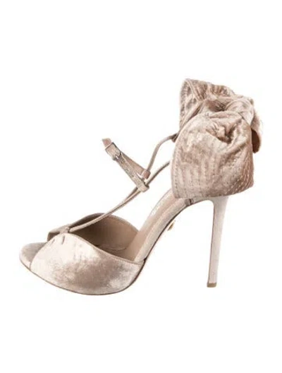 Pre-owned Johanna Ortiz Velvet Bow Accents Pumps In Neutrals