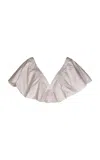 Johanna Ortiz Veo La Luz Ruffled Cotton Poplin Top In Off-white