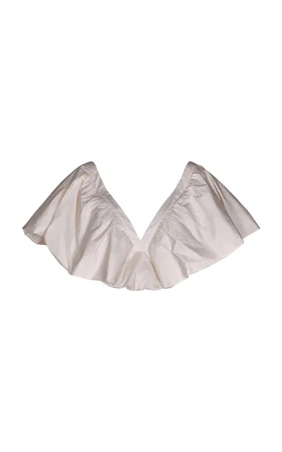 Johanna Ortiz Veo La Luz Ruffled Cotton Poplin Top In Off-white