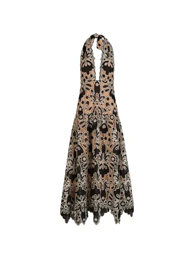 Johanna Ortiz Verso Luminoso Guipure Lace Halterneck Maxi Dress In Multi