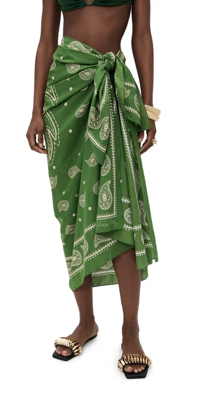 Johanna Ortiz Printed Cotton Pareo In Green