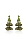 Johanna Ortiz Viento Magico Beaded Palm Drop Earrings In Green