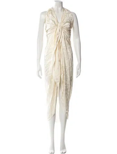 Pre-owned Johanna Ortiz V-neck Long Dress In Neutral