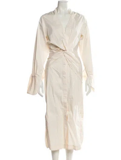 Pre-owned Johanna Ortiz V-neck Long Dress In Neutral