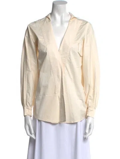 Pre-owned Johanna Ortiz V-neck Long Sleeve Blouse In Neutral