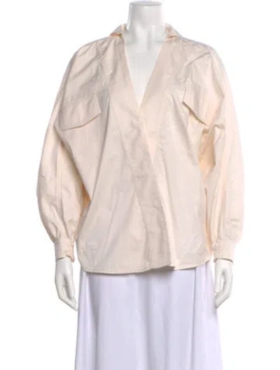 Pre-owned Johanna Ortiz V-neck Long Sleeve Blouse In Neutral