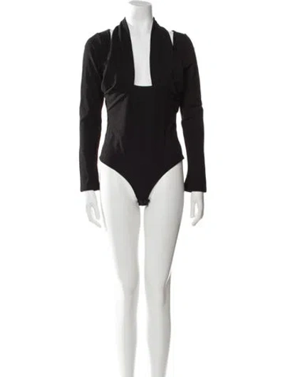 Pre-owned Johanna Ortiz V-neck Long Sleeve Bodysuit In Black