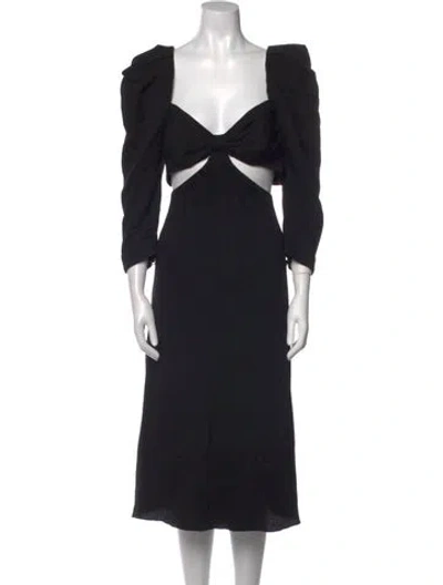 Pre-owned Johanna Ortiz V-neck Midi Length Dress In Black