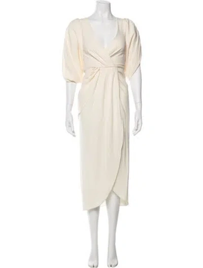 Pre-owned Johanna Ortiz V-neck Midi Length Dress In Neutral
