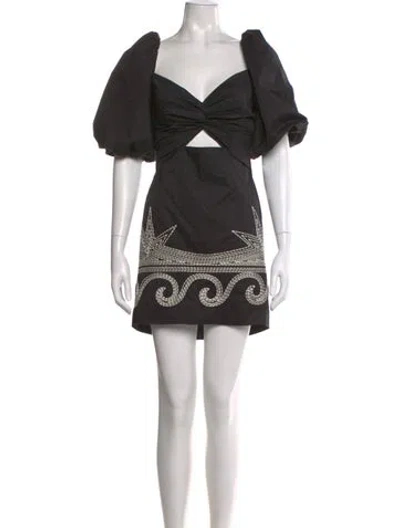 Pre-owned Johanna Ortiz V-neck Mini Dress In Black