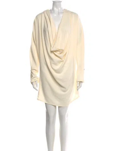 Pre-owned Johanna Ortiz V-neck Mini Dress In Neutral